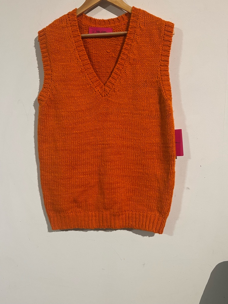 $1,825 The Elder Statesman Cashmere Orange Chunky Knit Sweater M
